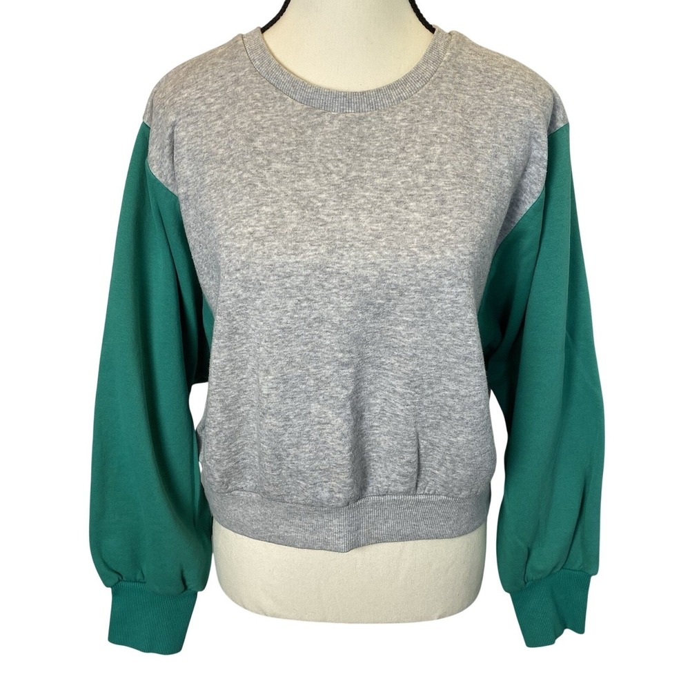 Joy Lab Women's Oversized Cropped Sweatshirt Large Crew Neck Colorblock‎ Retro
